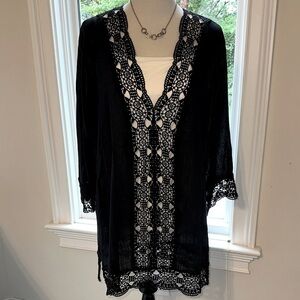 La Blanca 100% Cotton Swim Cover Up, Black, Size Small, EUC